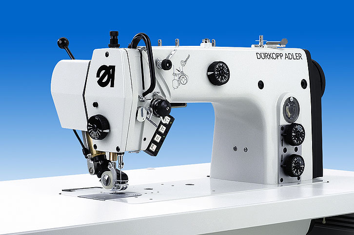 Single needle lockstitch machine with bottom feed and top puller feed